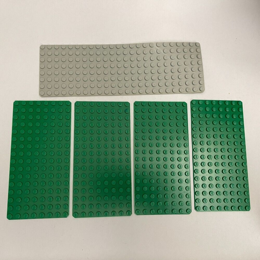 Vintage Lego Green Gray Plates Replacement Parts Pieces Lot of 5